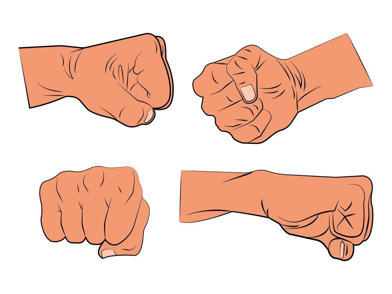 Set of fists, hand vector