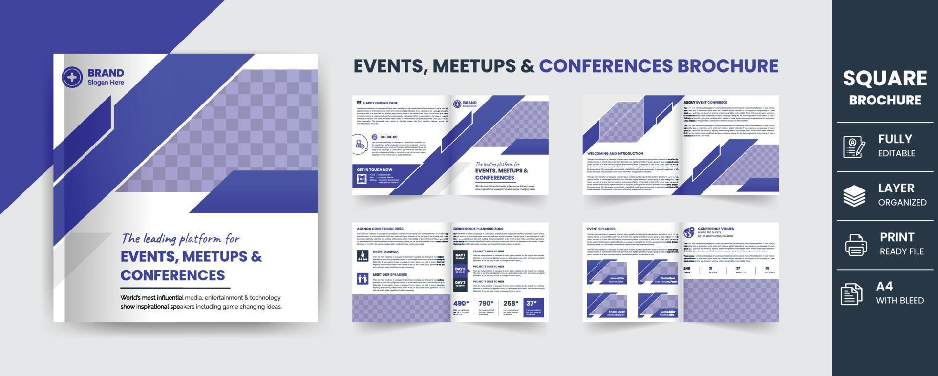 Online business marketing webinar square brochure template design 8