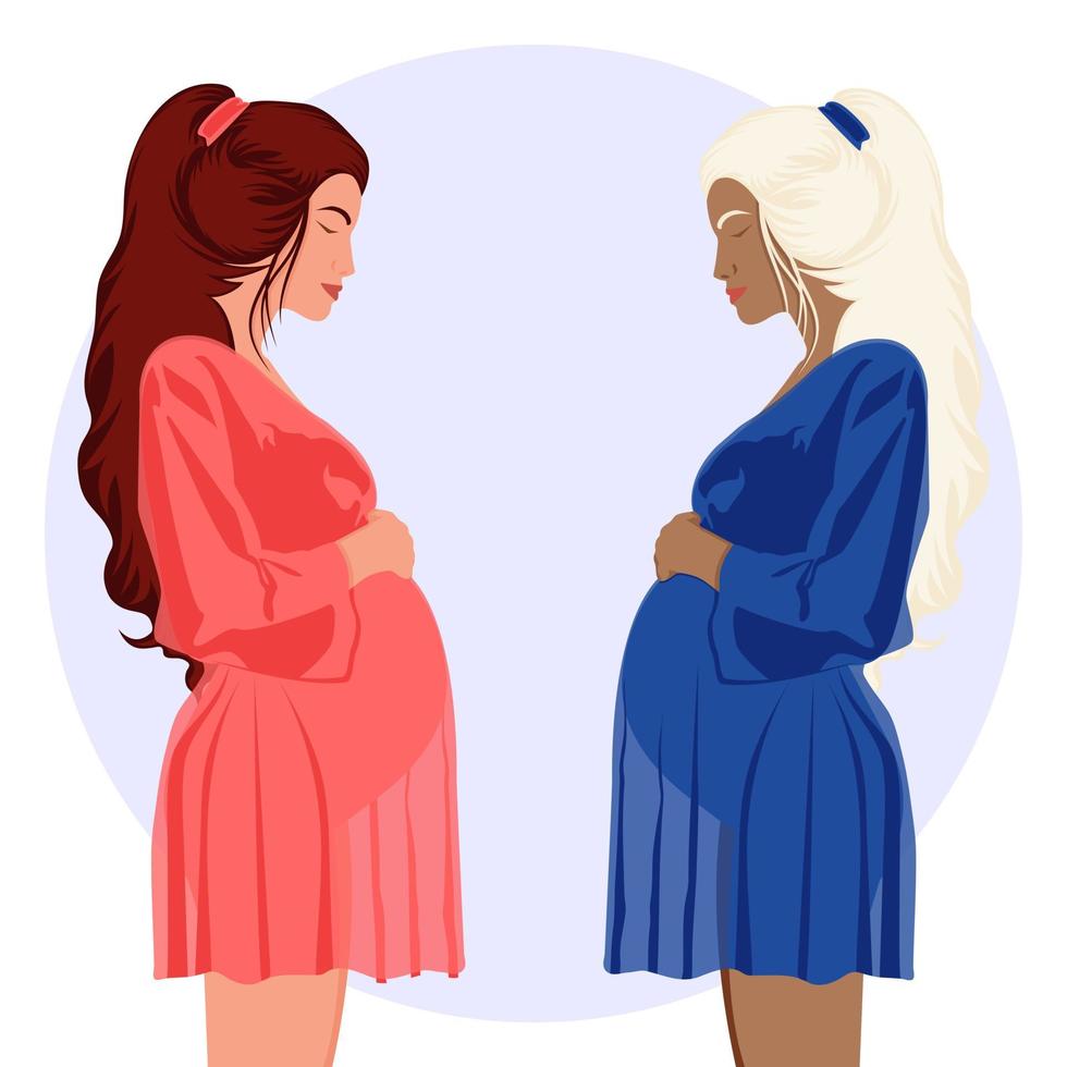 Two pregnant girls vector