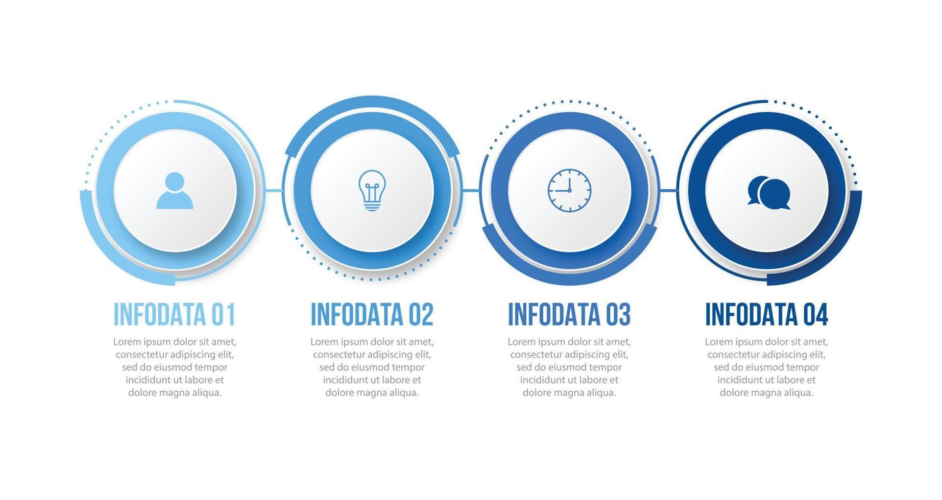 elemento de diseño infográfico de línea de tiempo y opciones de número. concepto de negocio con 4 pasos. se puede utilizar para diseño de flujo de trabajo, diagrama, informe anual, diseño web. plantilla de negocio vectorial para presentación. vector