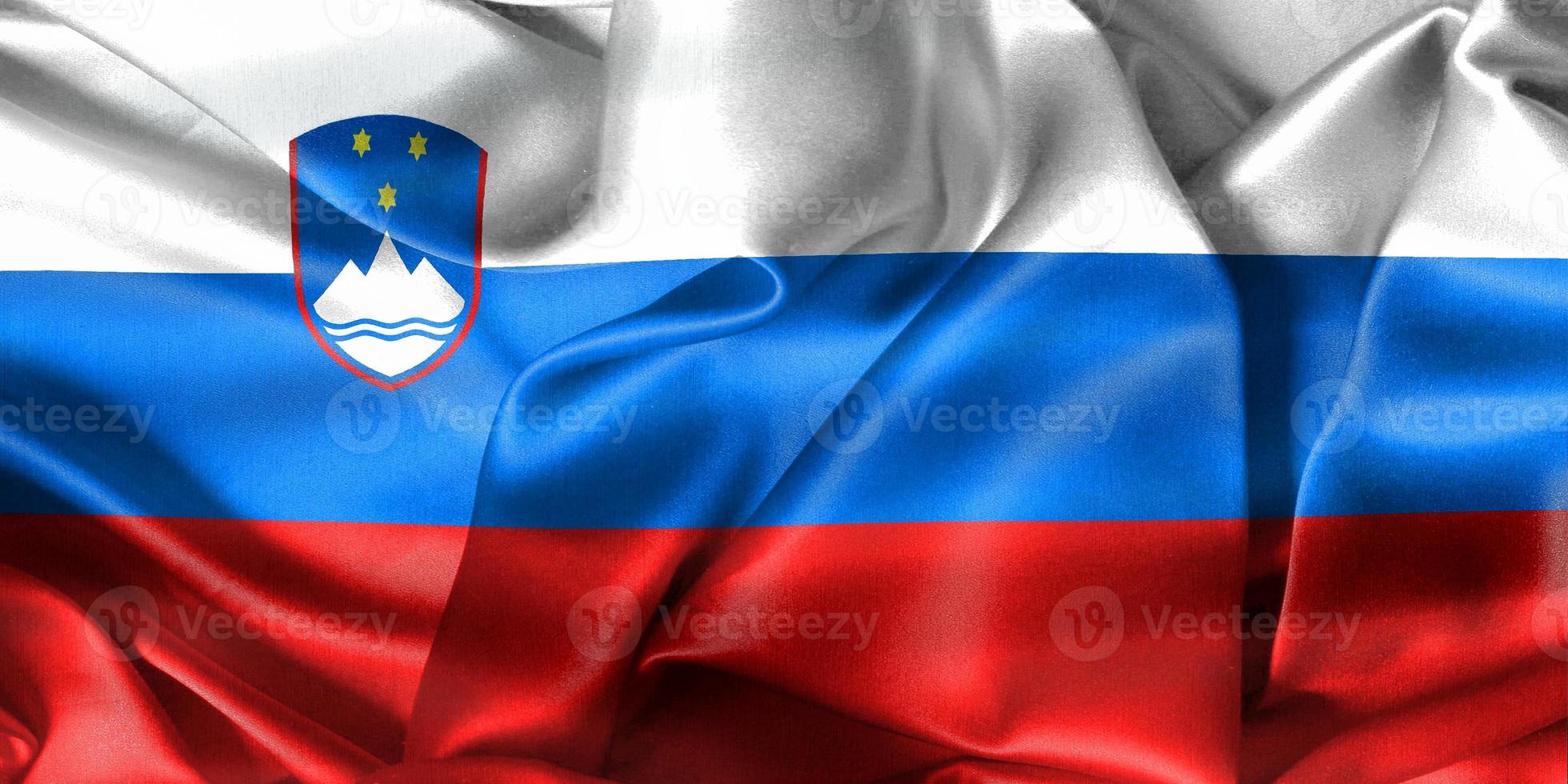 3D-Illustration of a Slovenia flag - realistic waving fabric flag photo