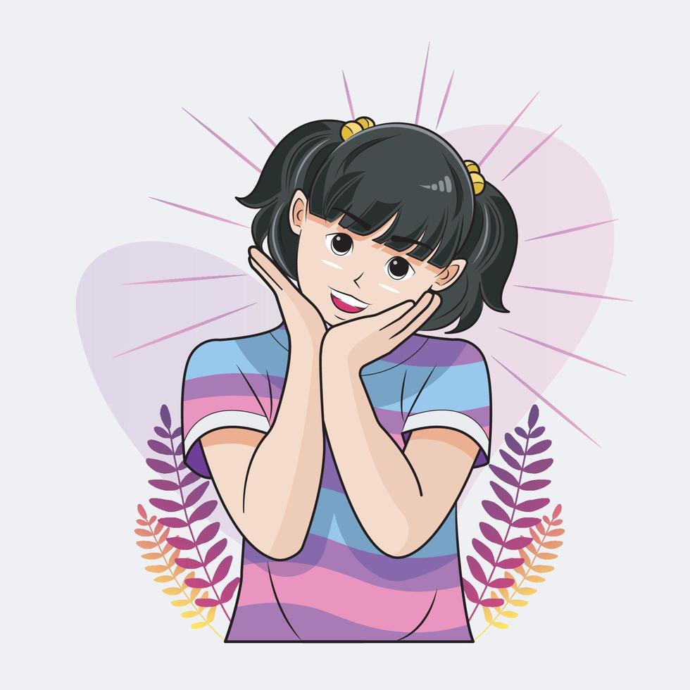 niña tocando la cara con las manos ilustración vectorial descarga gratuita vector