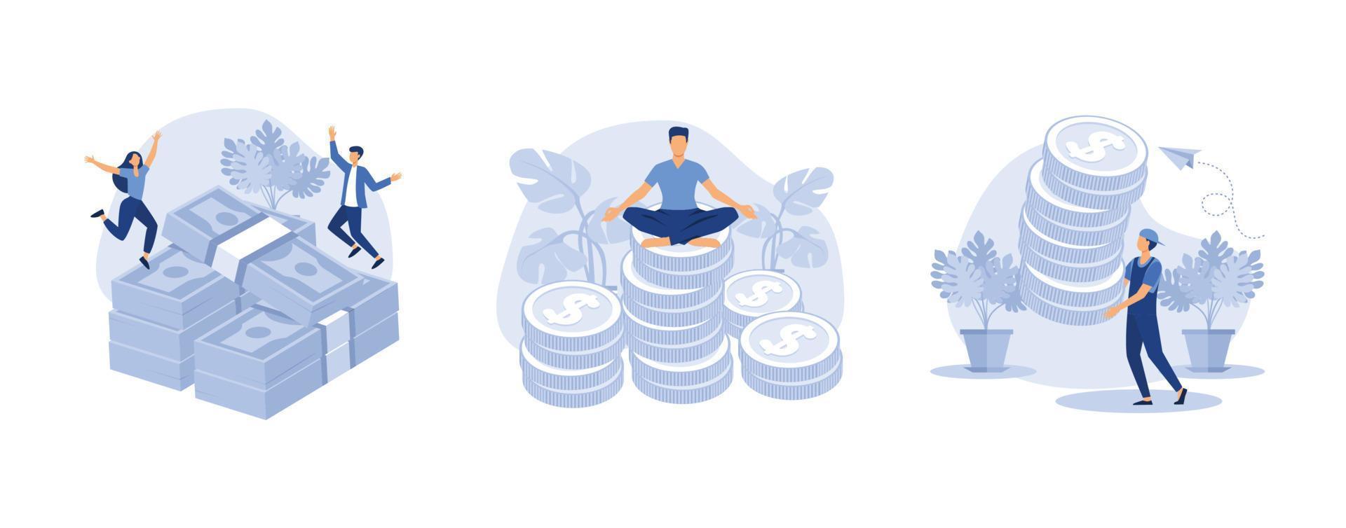 a successful team,  health benefits of body yoga, a new business in a young developing company, set flat vector modern illustration