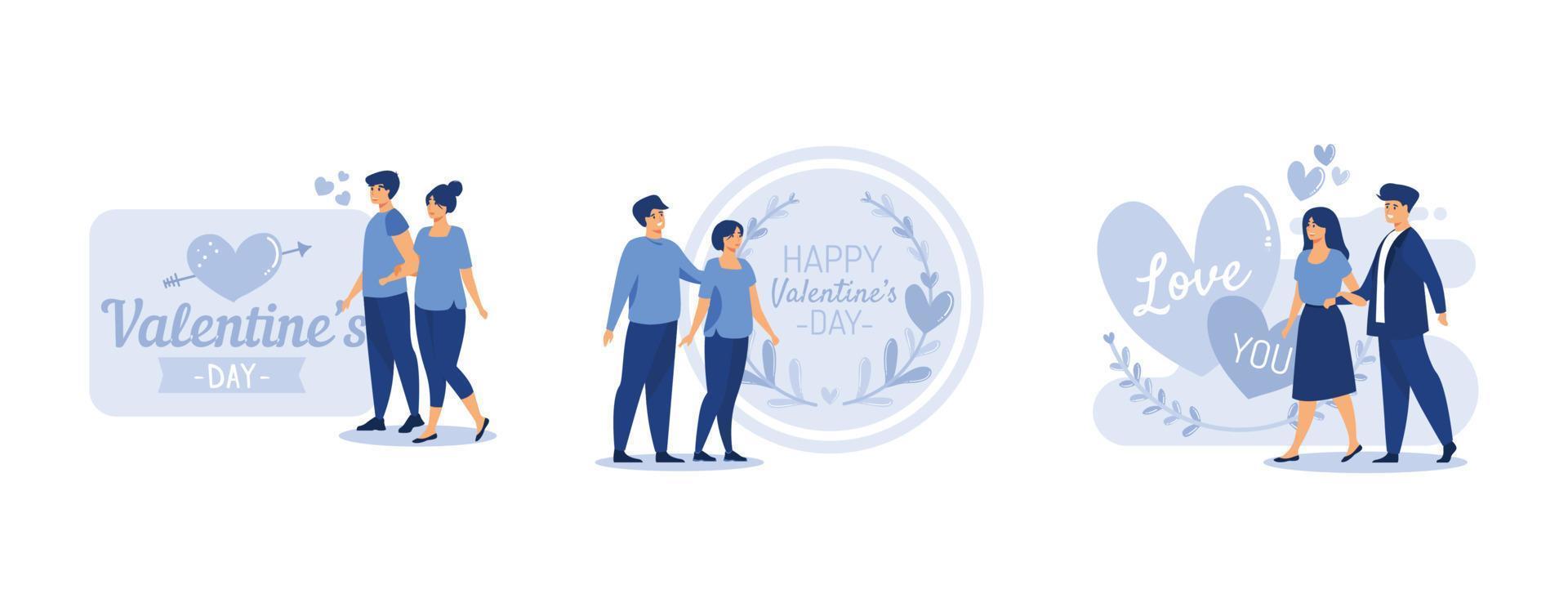 Happy Valentine's Day,  February 14 is the day of all lovers,  graphics suitable for decorating posters, set flat vector modern illustration