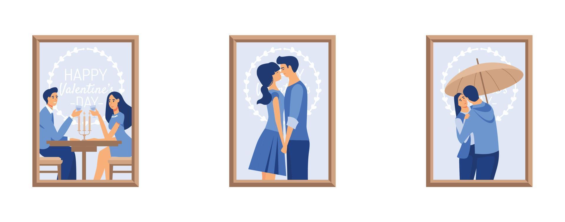 vacaciones día de san valentín, 14 de febrero parejas del día de san valentín, pareja enamorada, ilustración moderna vectorial plana vector