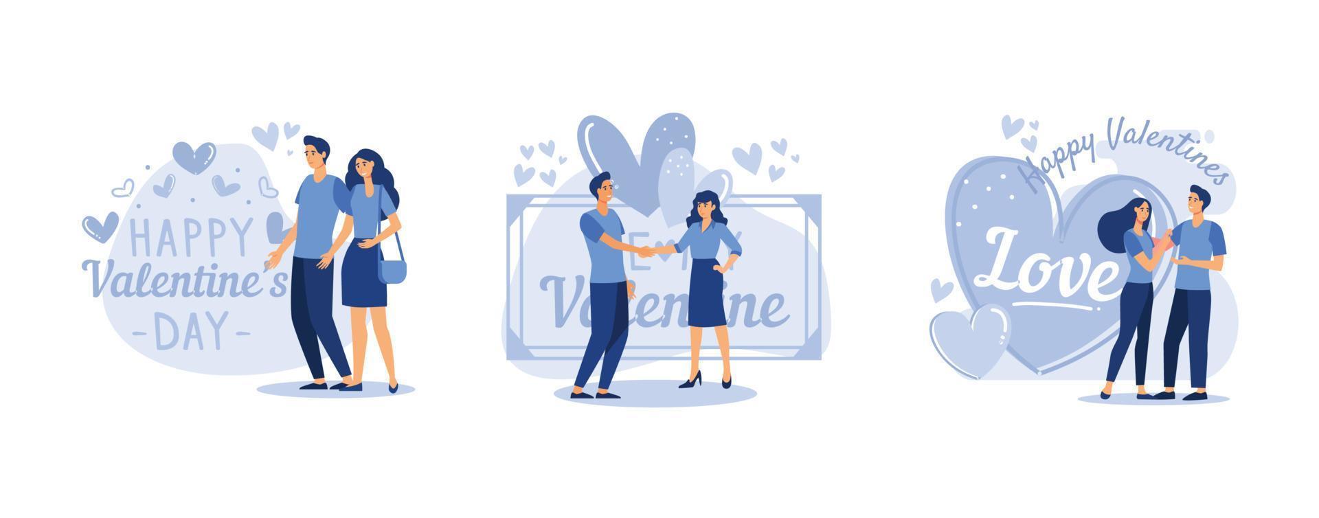 couple in love,  Happy Valentine's Day, graphics suitable for decorating posters, set flat vector modern illustration