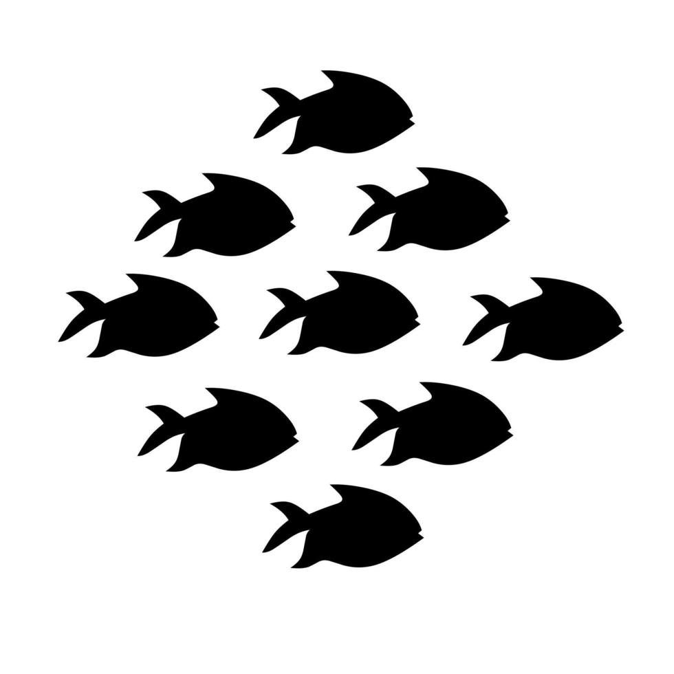 Fish group silhouette. Isolated on a white background. Great for fishery posters vector