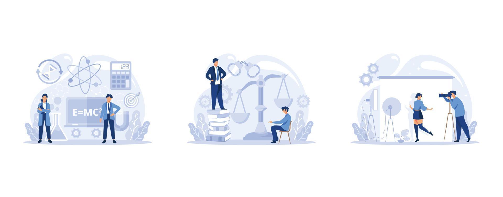 Big school subject or educational class set. Student studying social and natural science. Modern school education system, set flat vector modern illustration