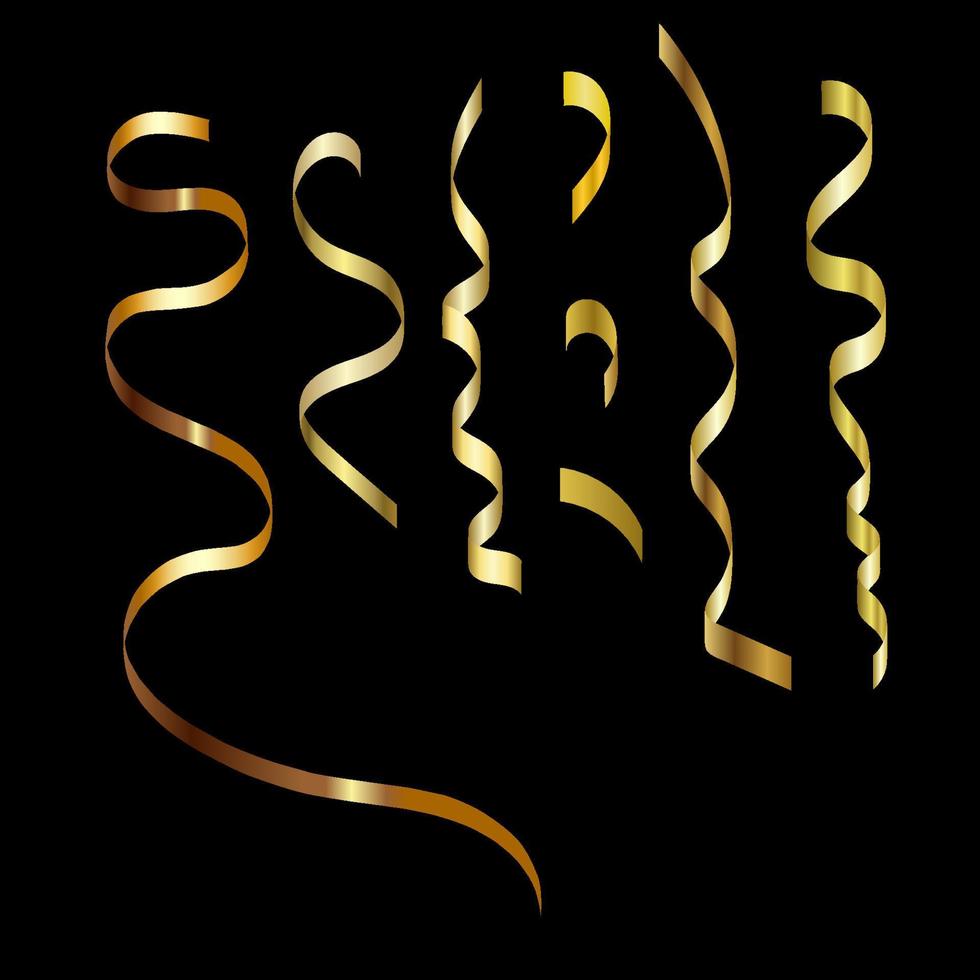 set of golden christmas serpentine vector
