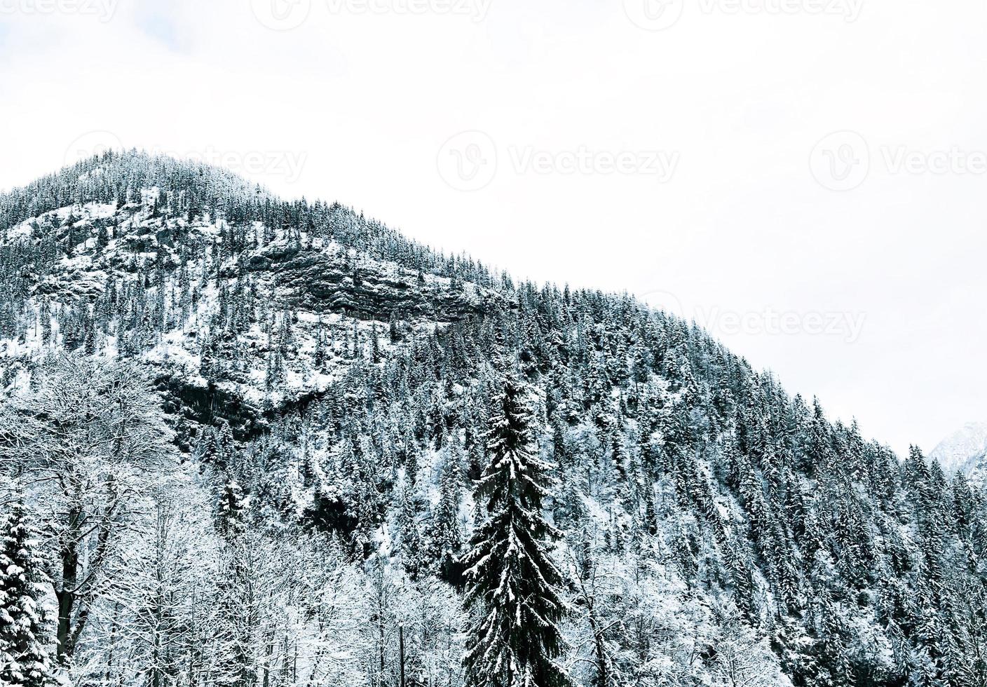 Hallstatt dreamscape winter snow mountain landscape outdoor adventure in snowy day winter season, Austria photo