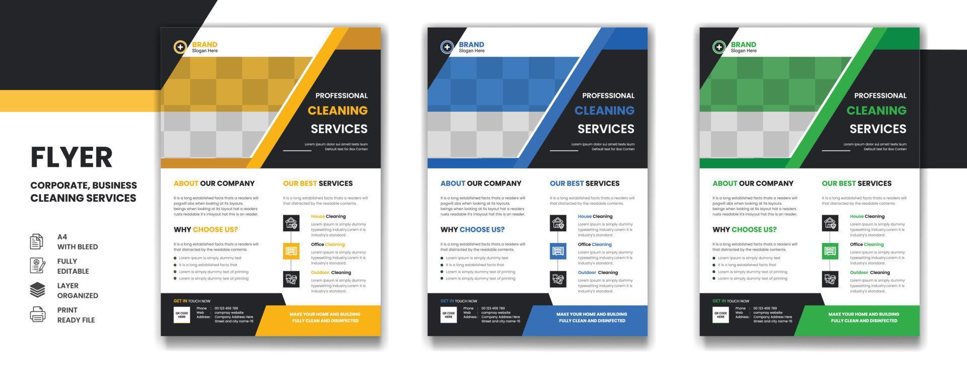 House cleaning and disinfection service corporate business A4 flyer design template vector