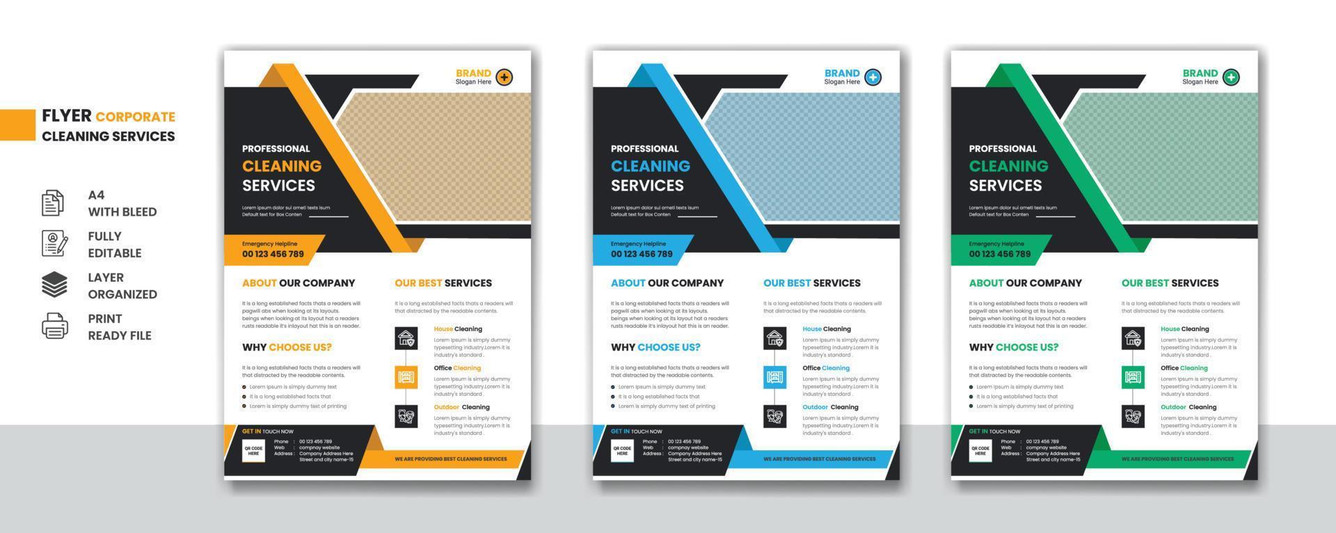 professional corporate business cleaning service company flyer vector