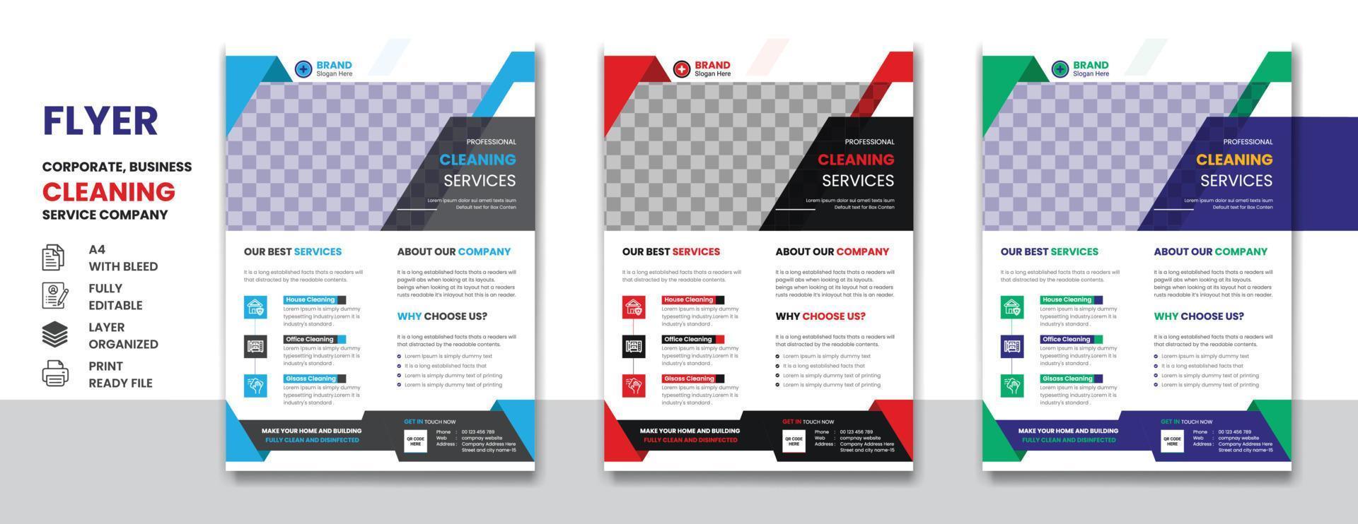 Cleaning and disinfection service corporate business A4 flyer design template vector