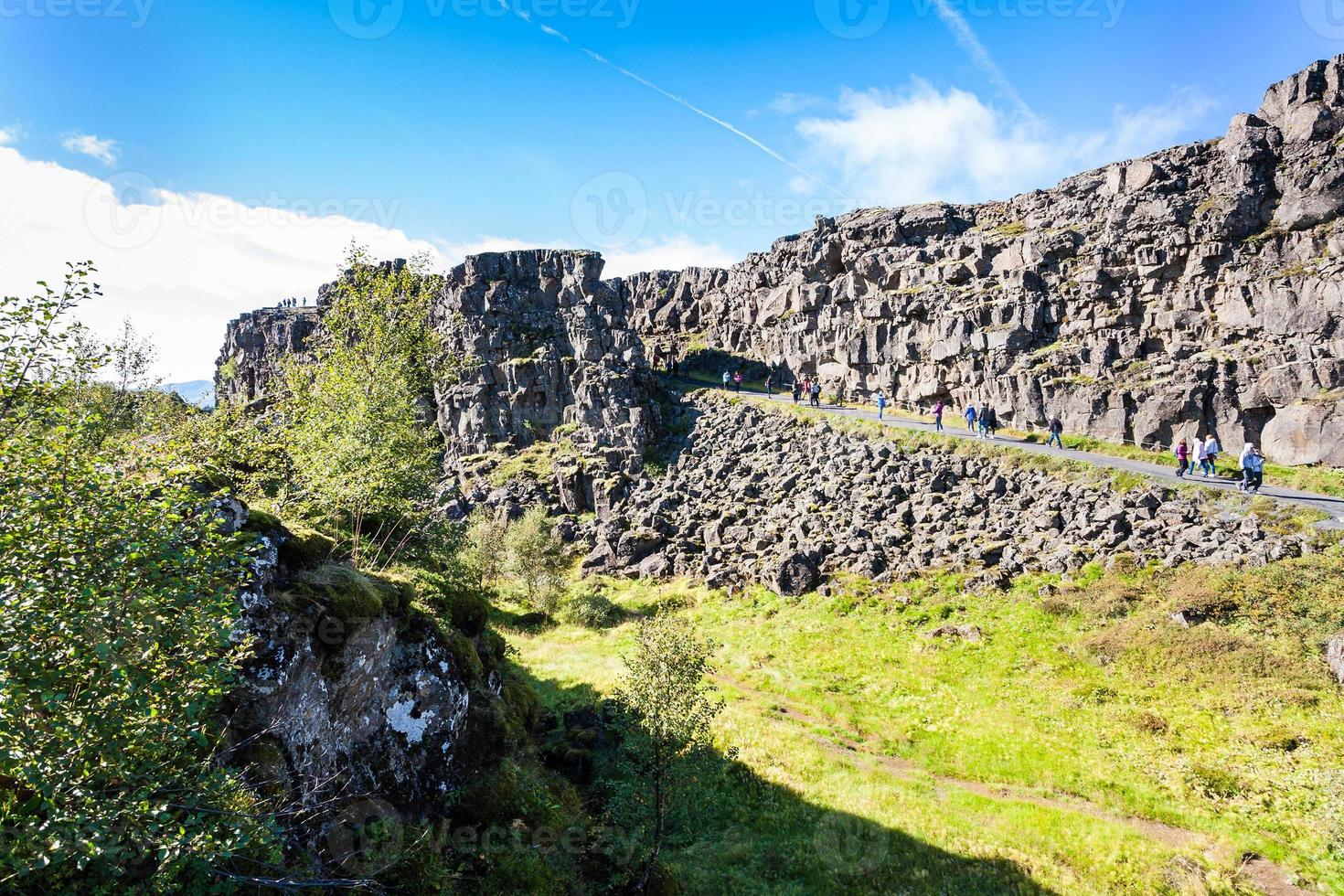 road in Almannagja gorge in Thingvellir park photo