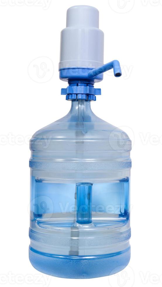 botella de agua potable con dispensador de bomba manual foto