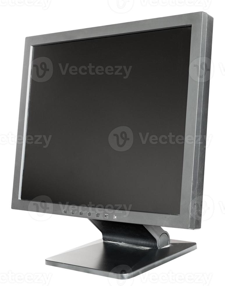 old used black LCD monitor isolated on white photo