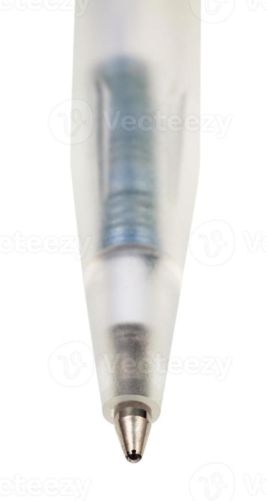 tip of plastic ballpoint pen close up isolated photo