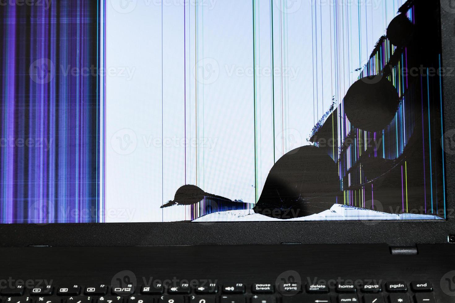 broken LCD screen of laptop photo