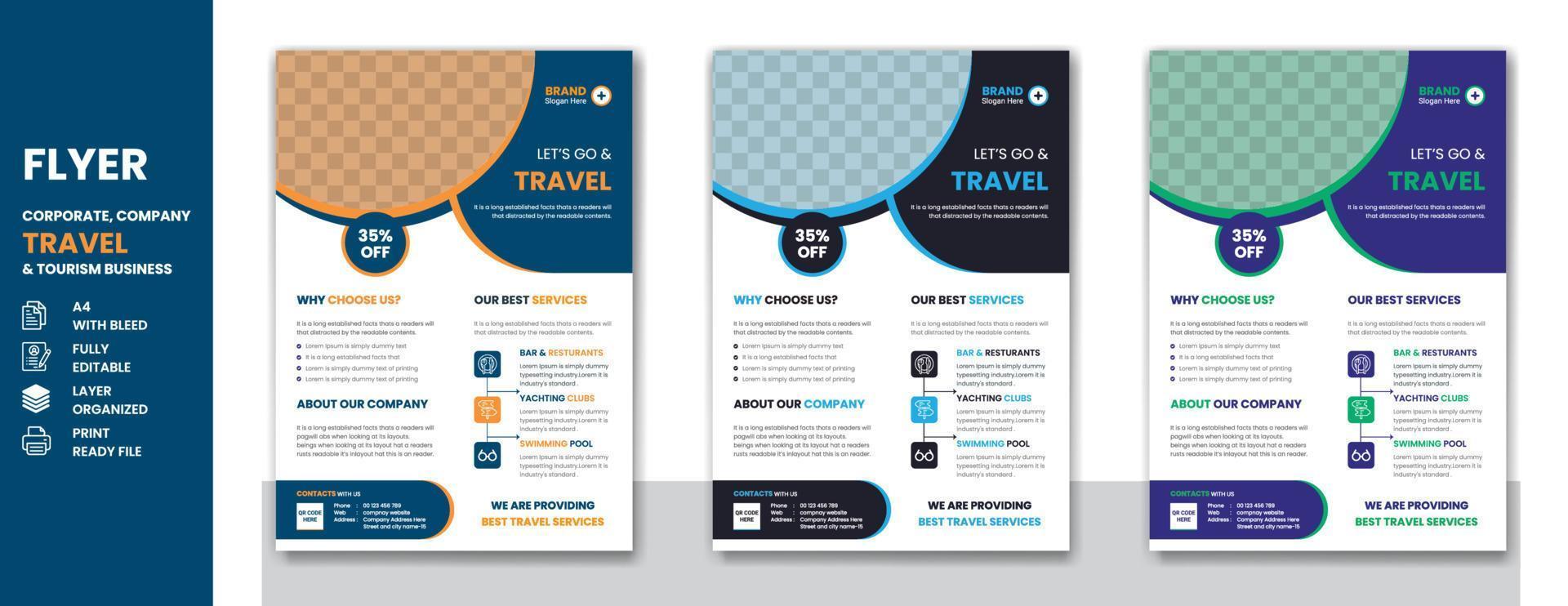 Travel and tour business company poster or flyer design vector