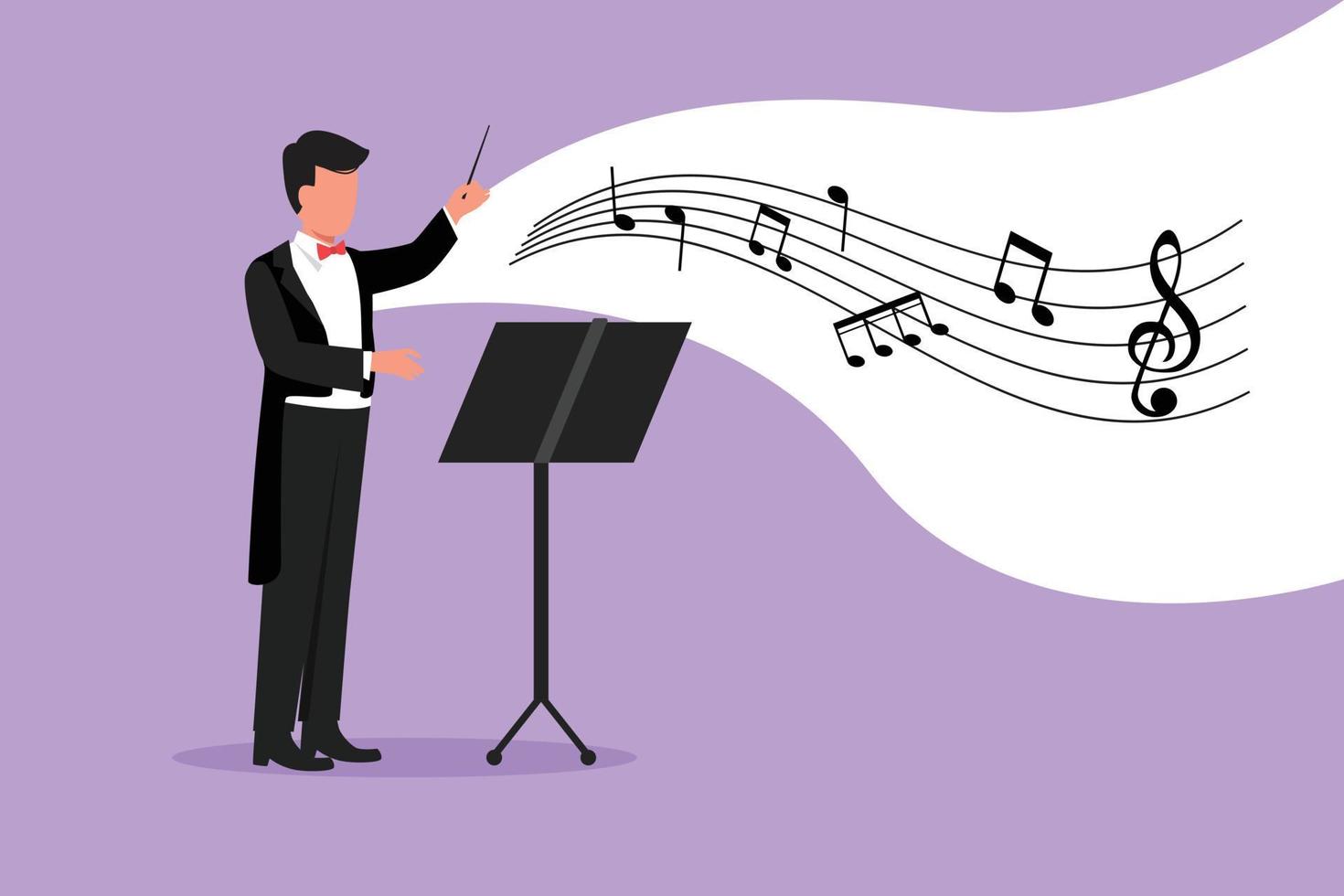 conductor de música de hombre de dibujo de estilo de dibujos animados plana de negocios. el conductor de música de hombre de dibujo de estilo de dibujos animados plana de negocios. el