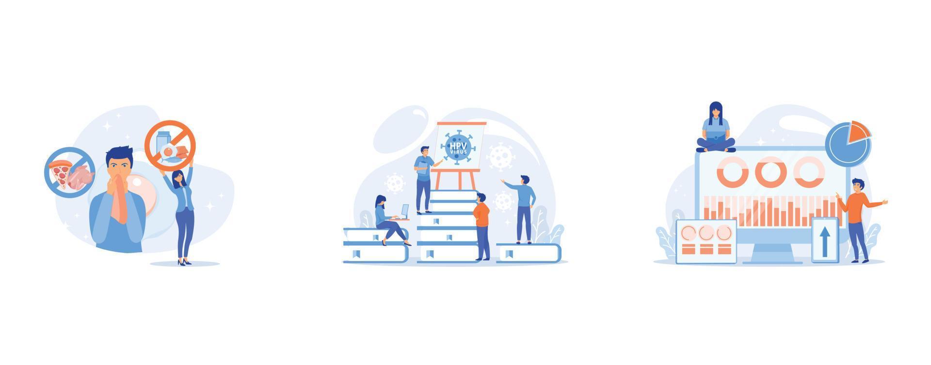 Website FAQ section, User verification, Model business, set flat vector modern illustration