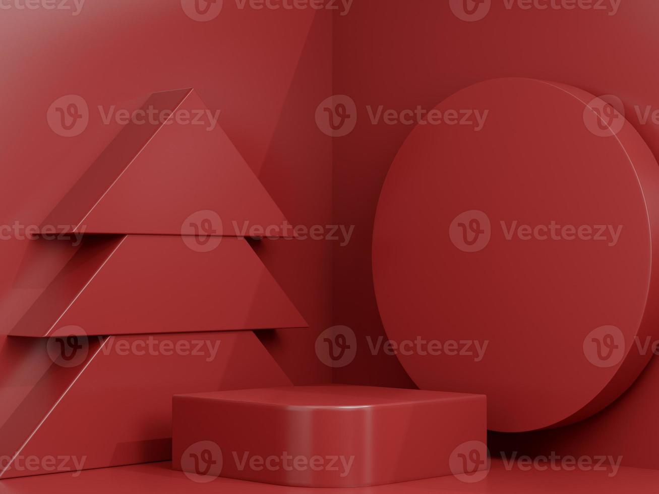 3d rendered studio mock up christmas background for product presentation,  with christmas tree. photo