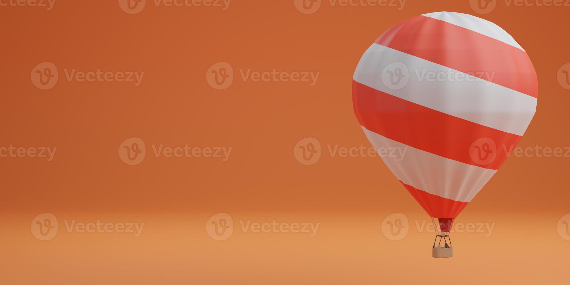 White and red balloon on orange  background travel concept. 3d rendering photo