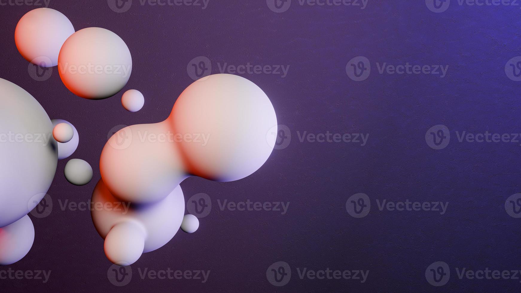 Purple background with group of white 3D balls. 3D render. photo