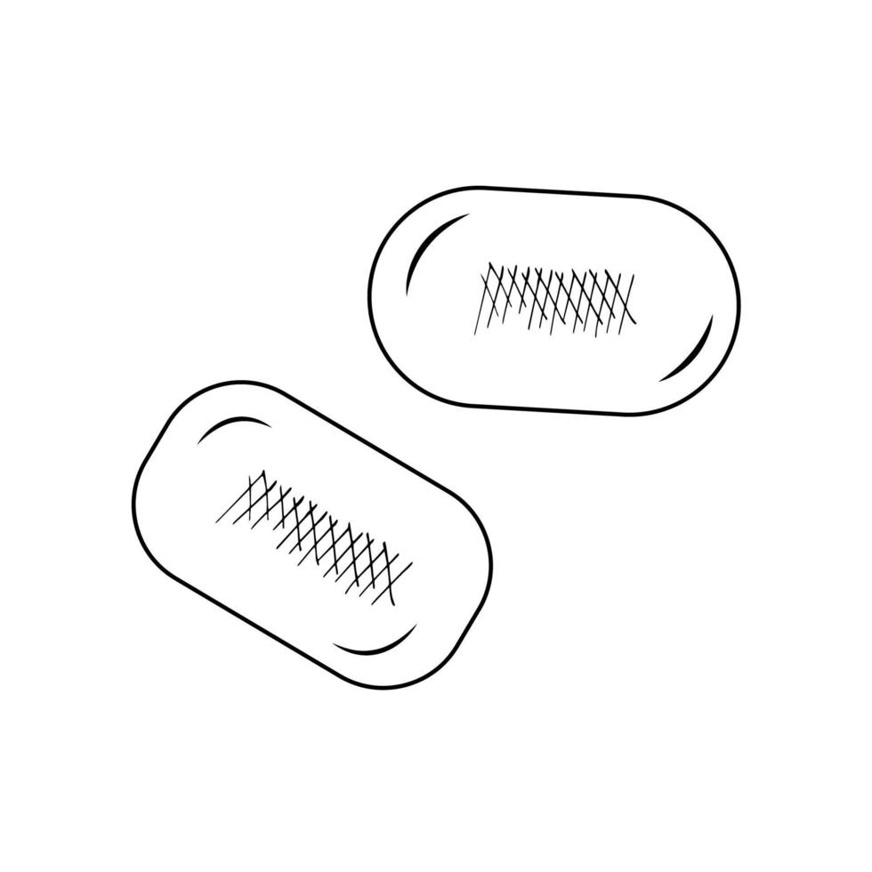 Two bars of solid soap. Doodle black and white illustration vector