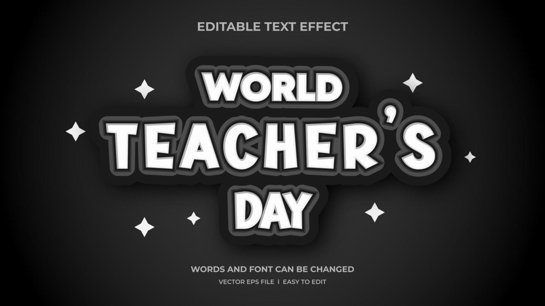 efecto de texto, arte vectorial del día mundial del maestro para promoción o celebración. diseño de estilo simple de color de pizarra vector