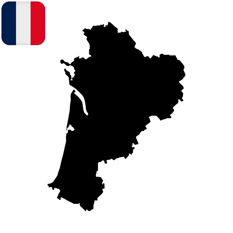 mapa de nueva aquitania. región de francia. ilustración vectorial vector