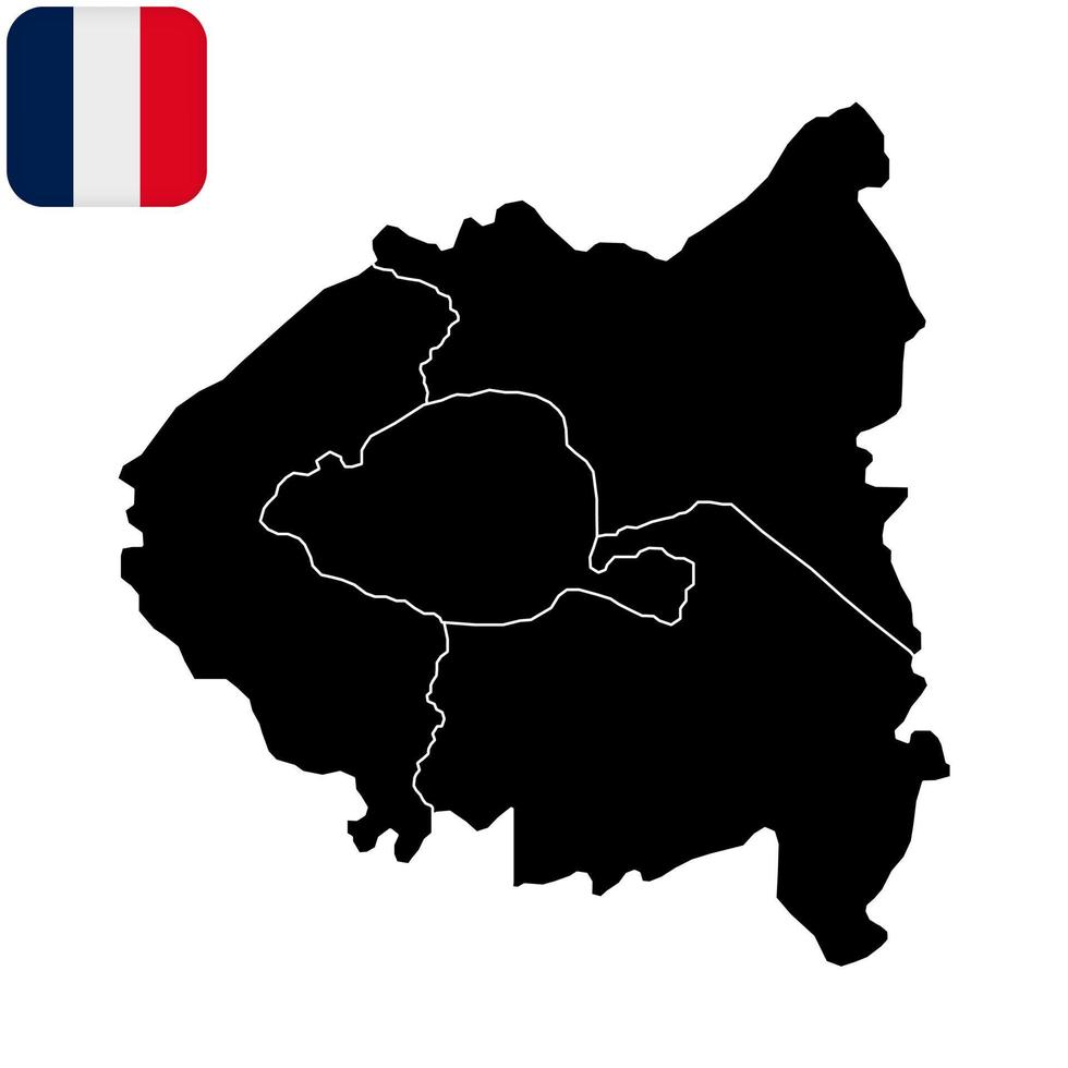 mapa de las subdivisiones de los departamentos de paris, des hauts-de-seine, seine-saint-denis et du val-de-marne, francia. ilustración vectorial vector