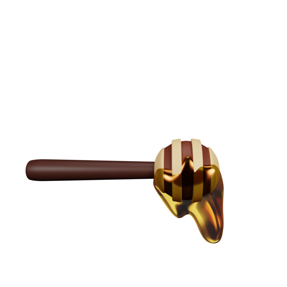 3d rendering wood honey dipper thanksgiving icon png