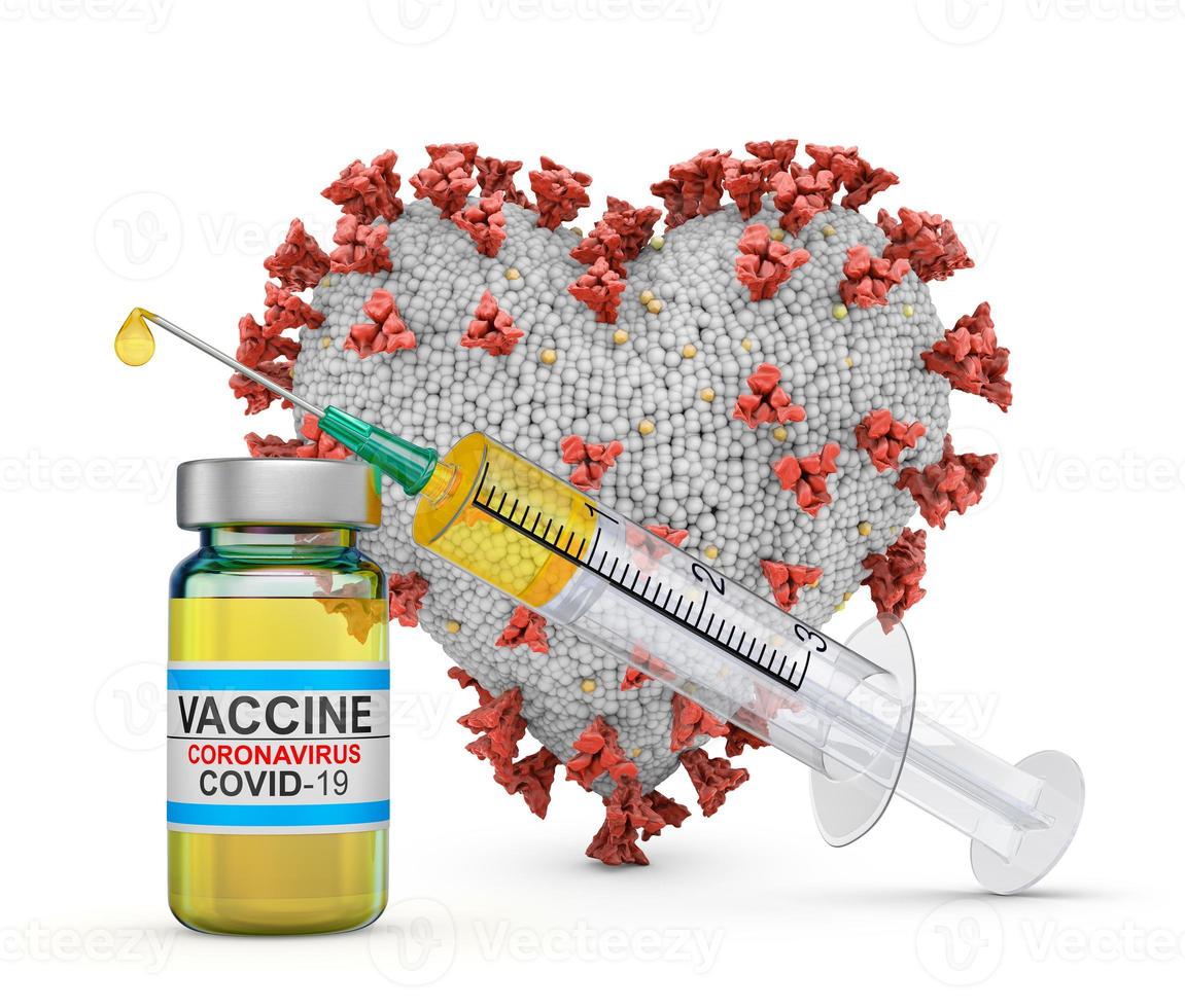 heart next to a syringe and a vaccine photo