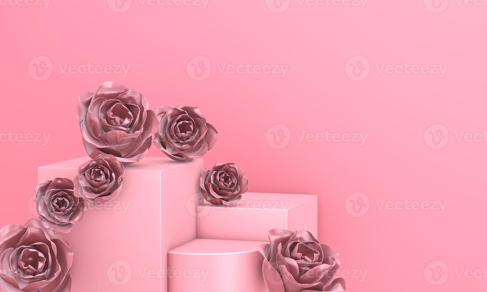 Pink mockup with rose flowers photo