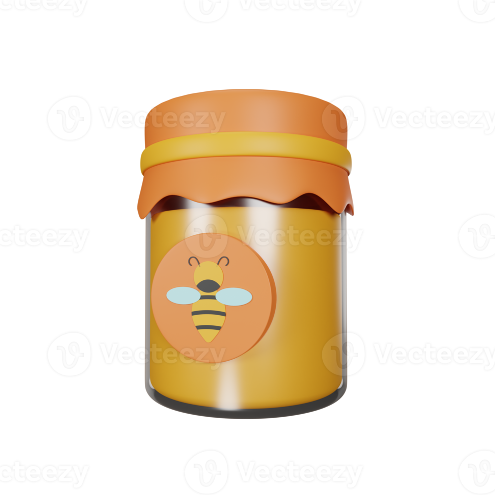 renderização 3D de mel em um ícone de ação de graças de pote png