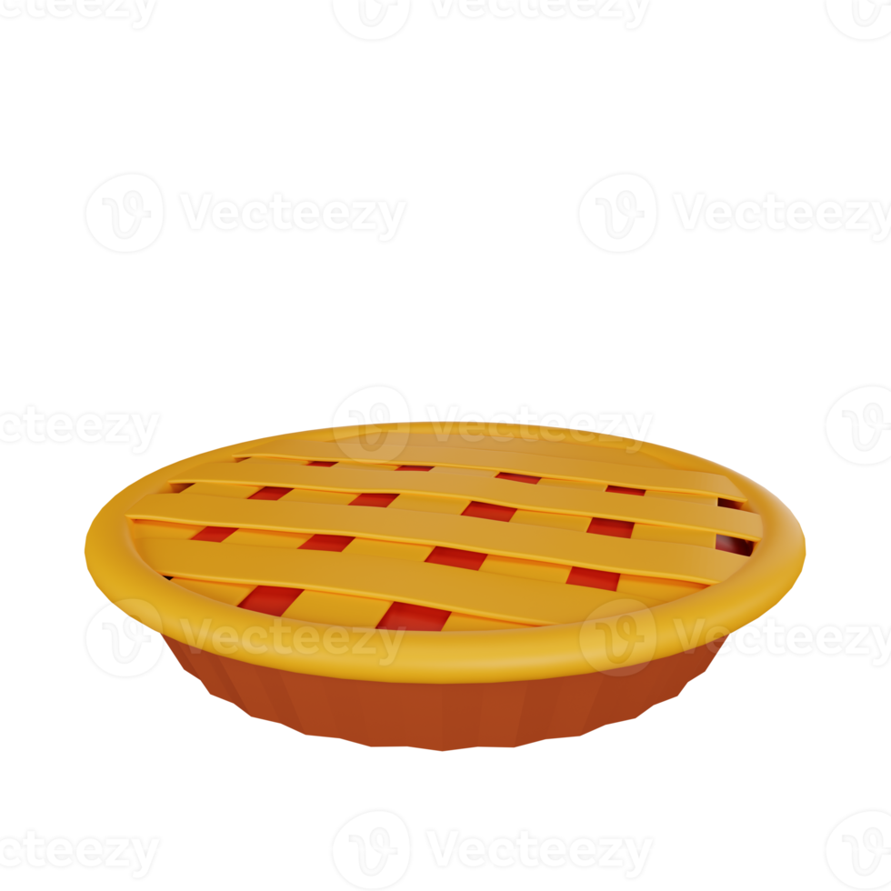 3d rendering of apple pie thanksgiving icon png