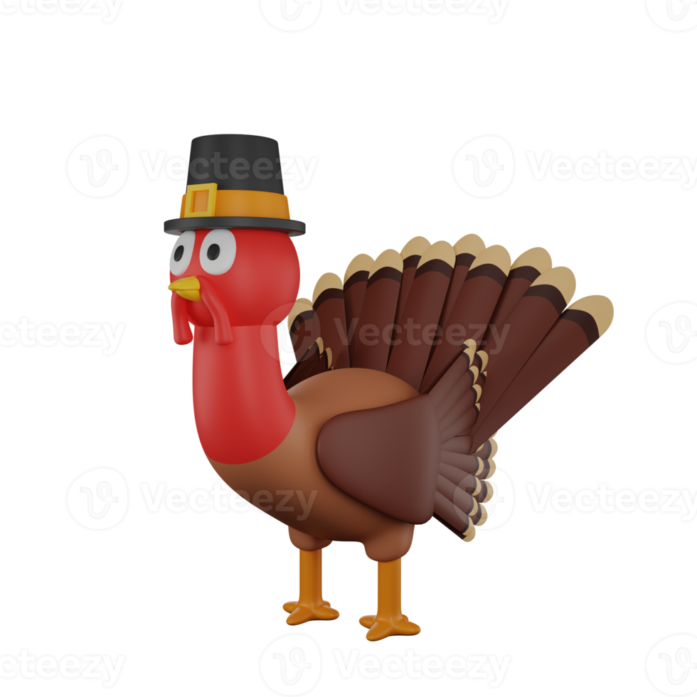 icono de pavo de acción de gracias de renderizado 3d png