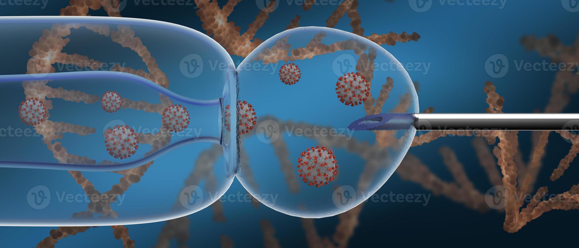 pipette with coronoviruses and a syringe photo