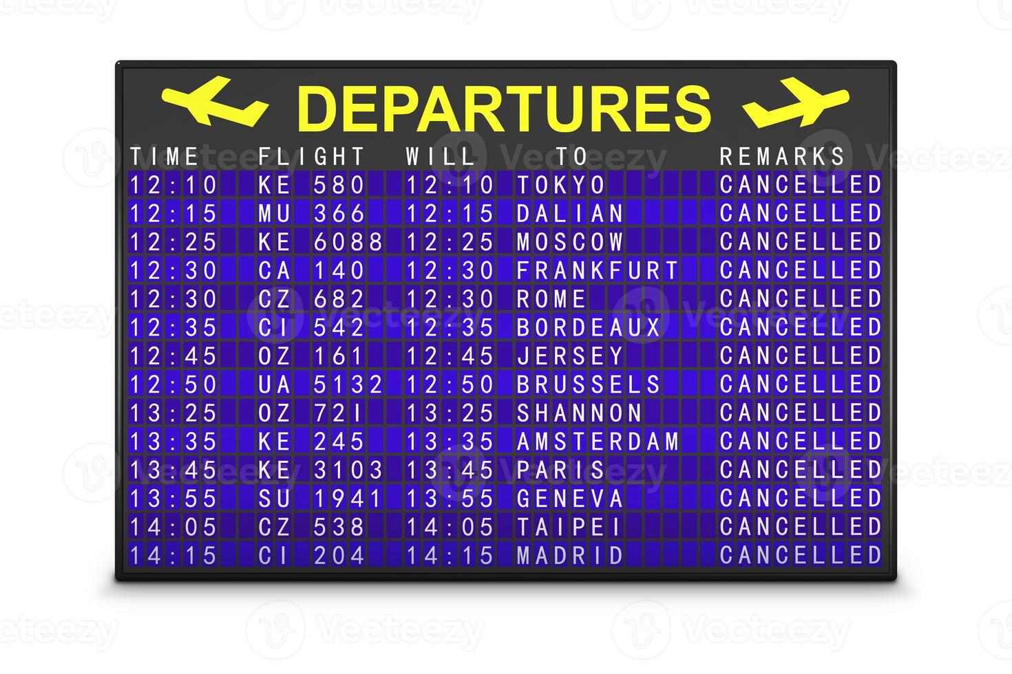 board with canceled flights photo