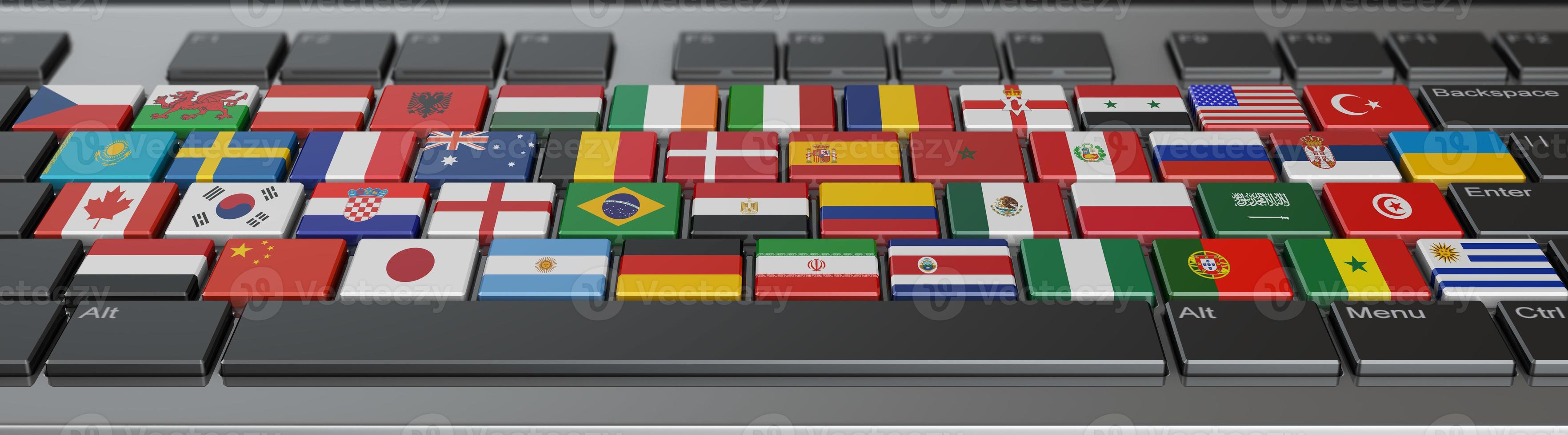 Computer keyboard with flags photo