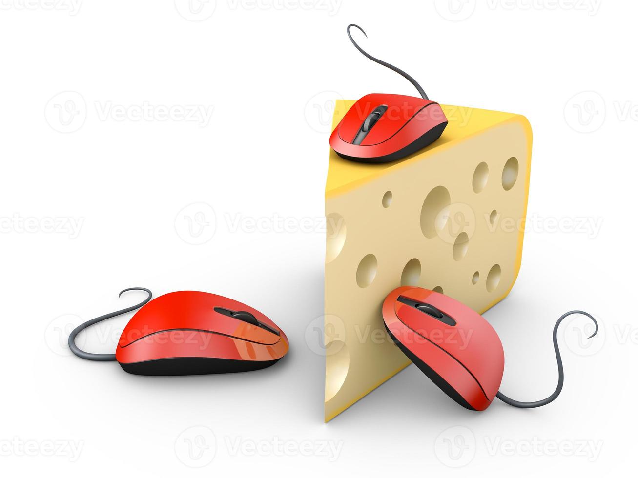 Three computer mice and cheese photo