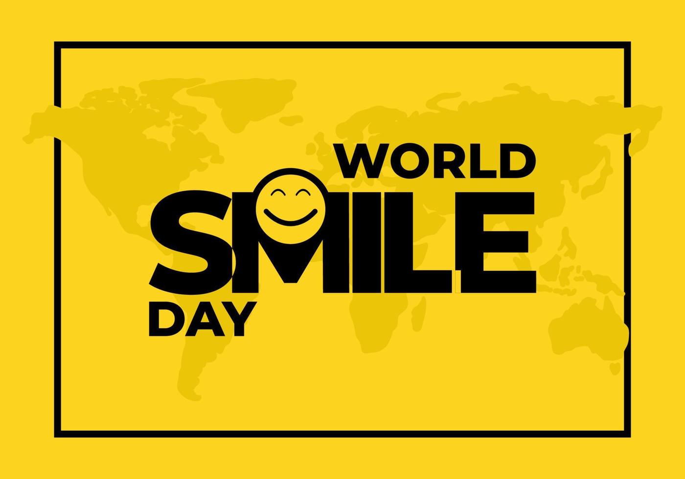 cartel de banner de fondo del día mundial de la sonrisa con icono sonriente y mapa vector