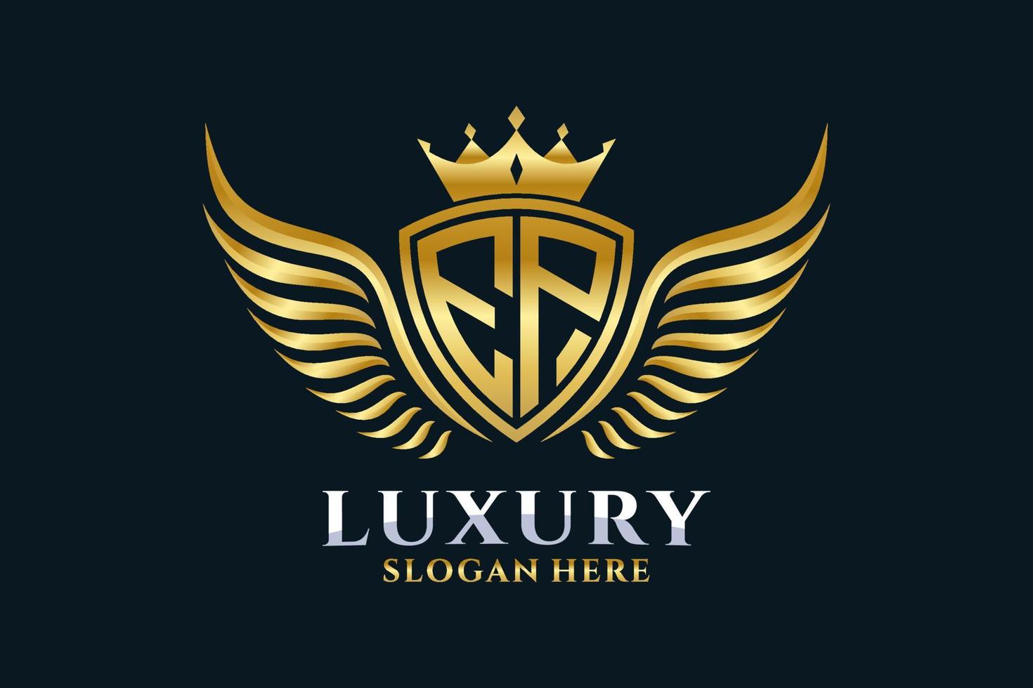 Luxury royal wing Letter EP crest Gold color Logo vector, Victory logo, crest logo, wing logo, vector logo template.