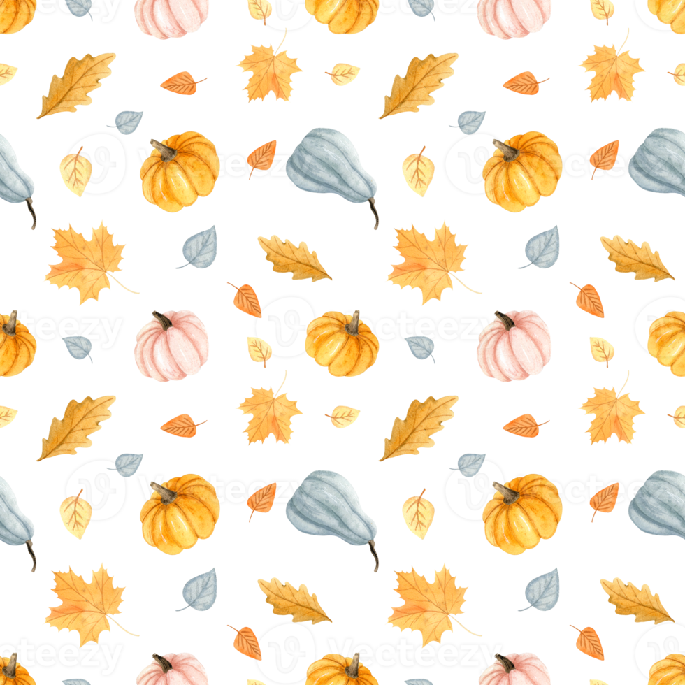 Watercolor autumn pattern png