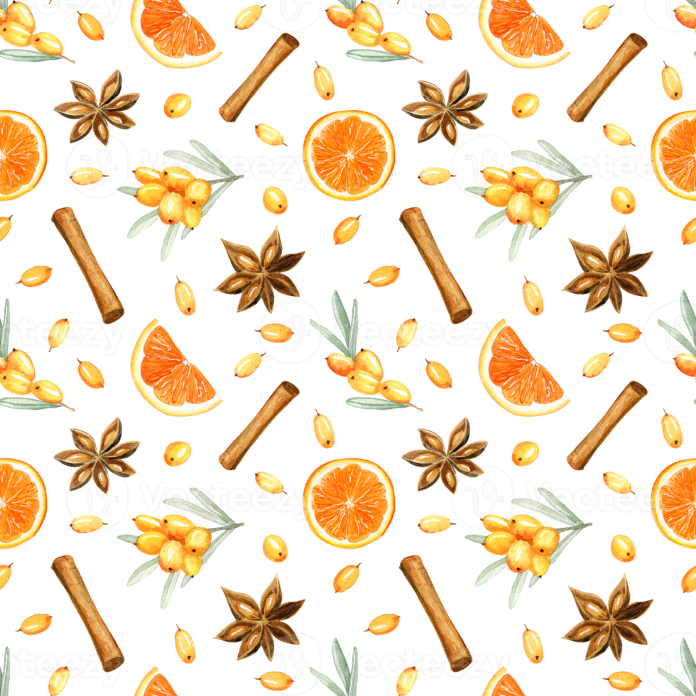 Watercolor autumn pattern png