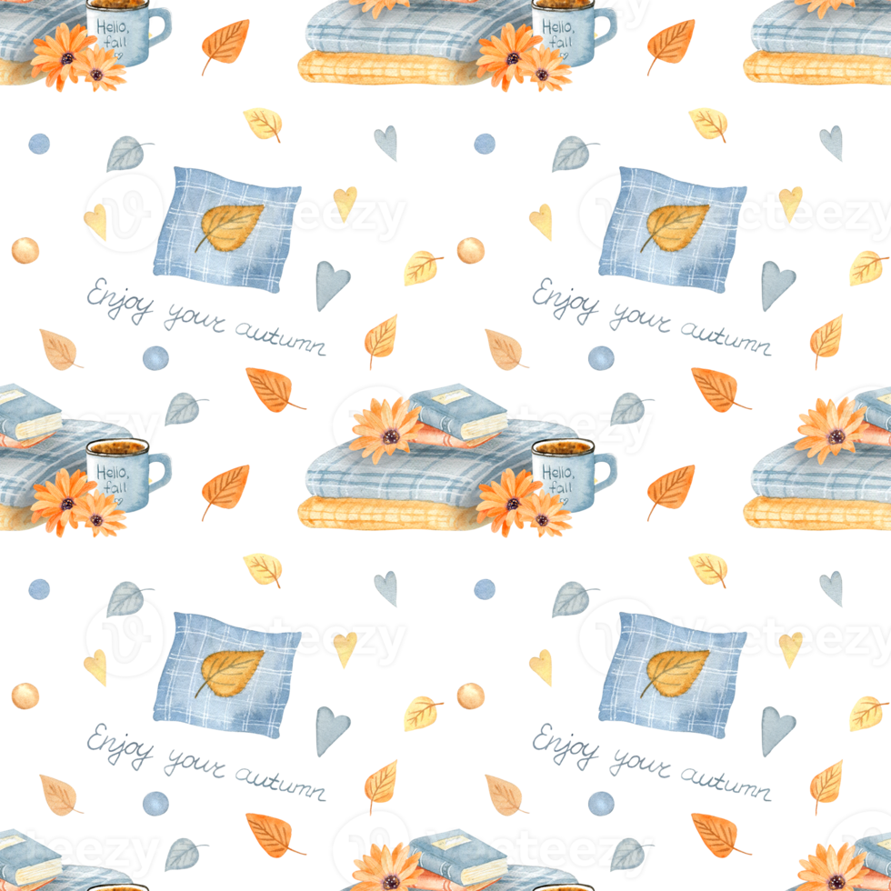 Watercolor autumn pattern png