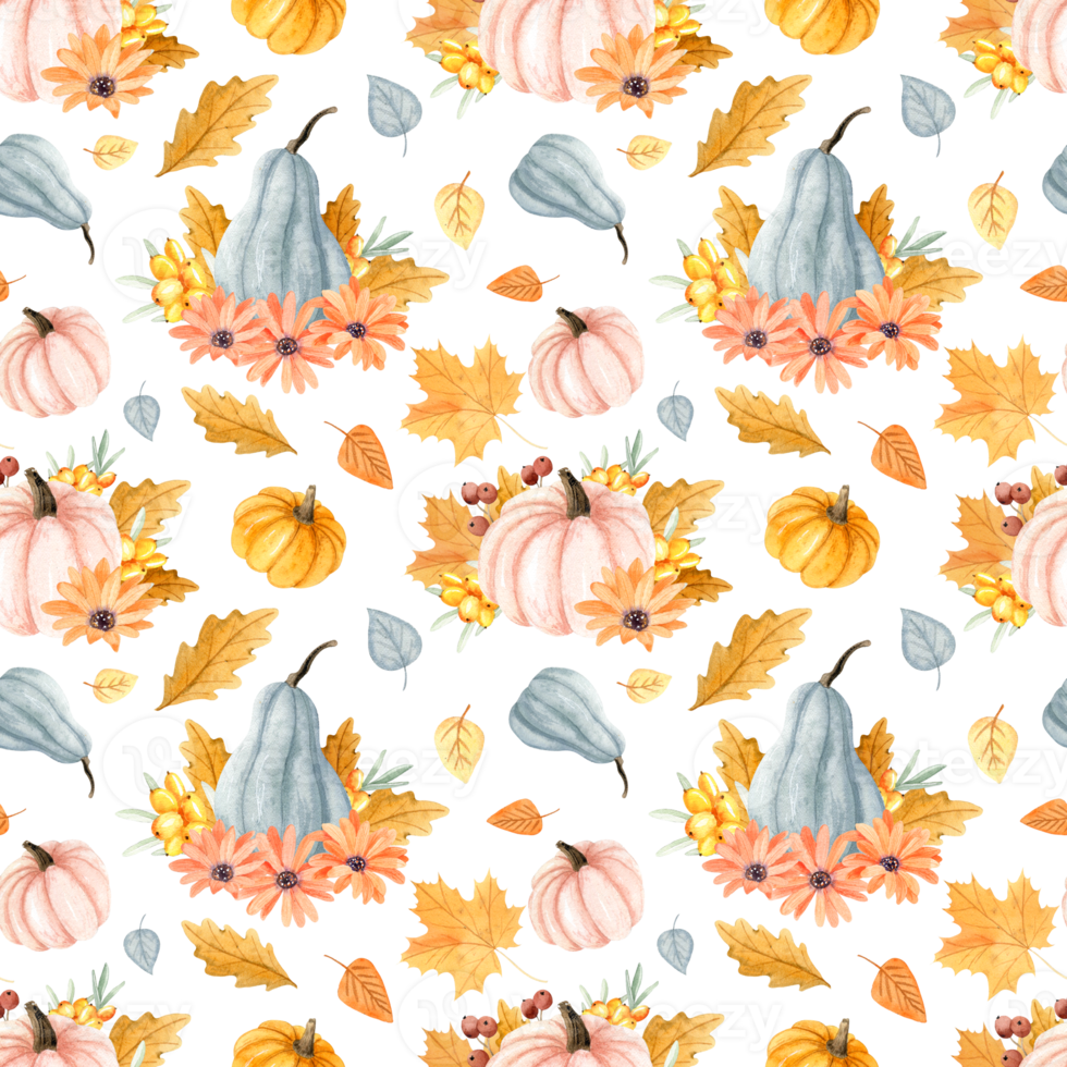 Watercolor autumn pattern png