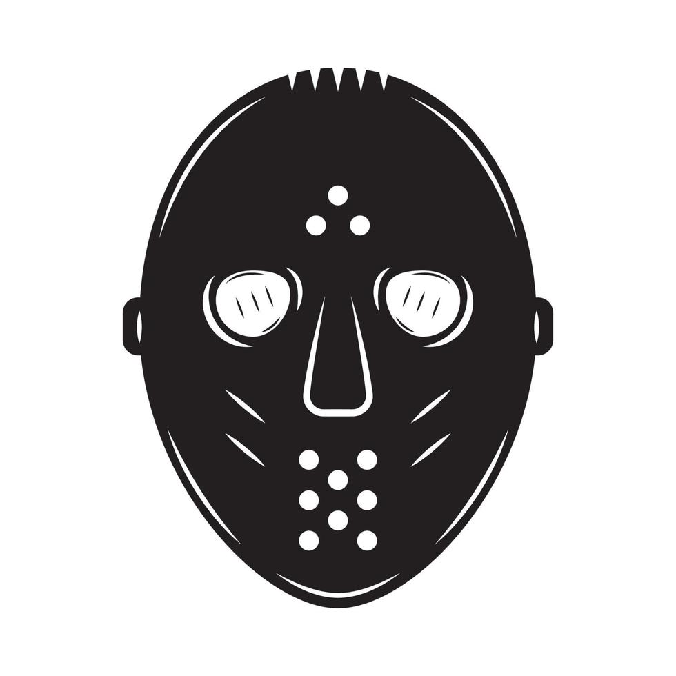 Vintage retro winter sport hockey mask. Can be used like emblem, logo, badge, label. mark, poster or print. Monochrome Graphic Art. Vector Illustration. Engraving