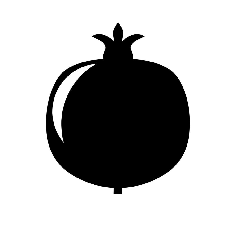 Pomegranate fruit silhouette icon isolated on a white background. Easy to edit icon for fruit poster. Vector illustration